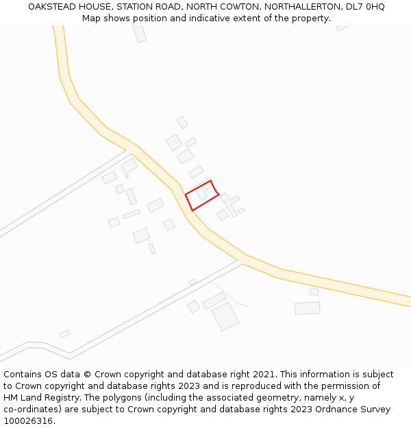 OAKSTEAD HOUSE, STATION ROAD, NORTH COWTON, NORTHALLERTON, DL7 0HQ: Location map and indicative extent of plot