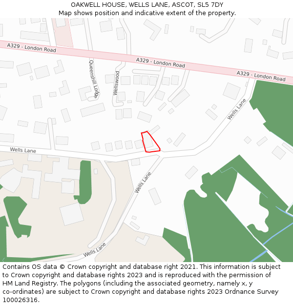 OAKWELL HOUSE, WELLS LANE, ASCOT, SL5 7DY: Location map and indicative extent of plot