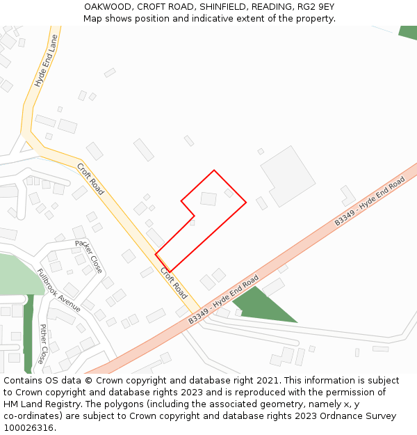 OAKWOOD, CROFT ROAD, SHINFIELD, READING, RG2 9EY: Location map and indicative extent of plot