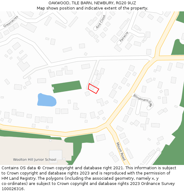 OAKWOOD, TILE BARN, NEWBURY, RG20 9UZ: Location map and indicative extent of plot