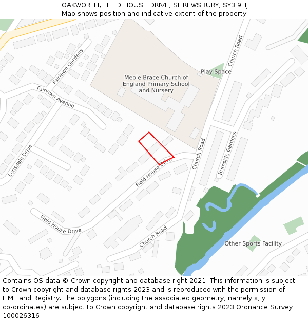 OAKWORTH, FIELD HOUSE DRIVE, SHREWSBURY, SY3 9HJ: Location map and indicative extent of plot