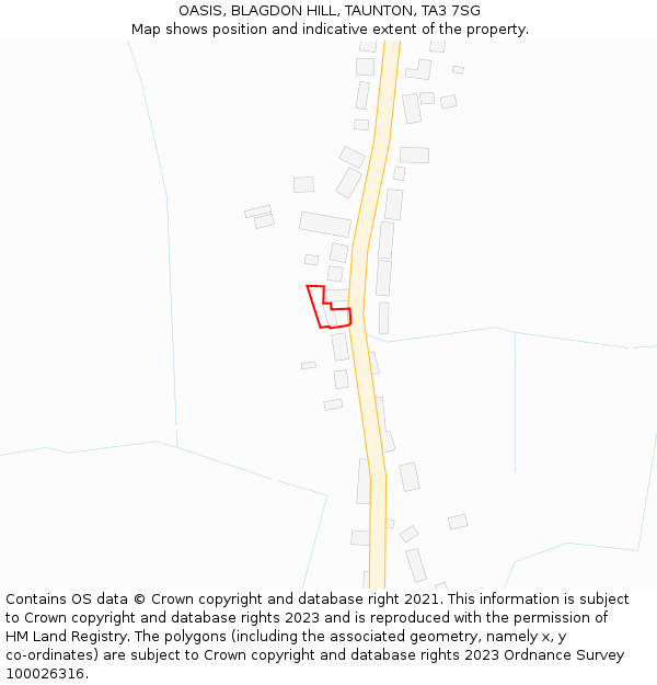 OASIS, BLAGDON HILL, TAUNTON, TA3 7SG: Location map and indicative extent of plot