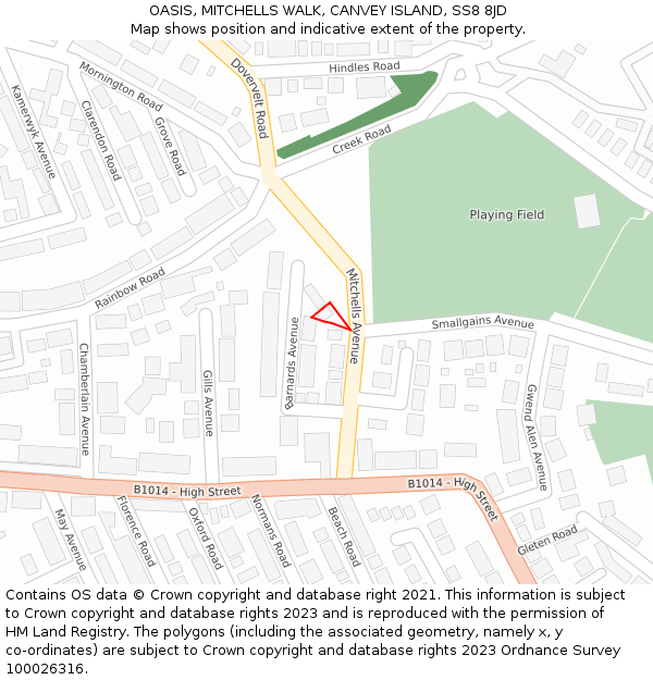 OASIS, MITCHELLS WALK, CANVEY ISLAND, SS8 8JD: Location map and indicative extent of plot