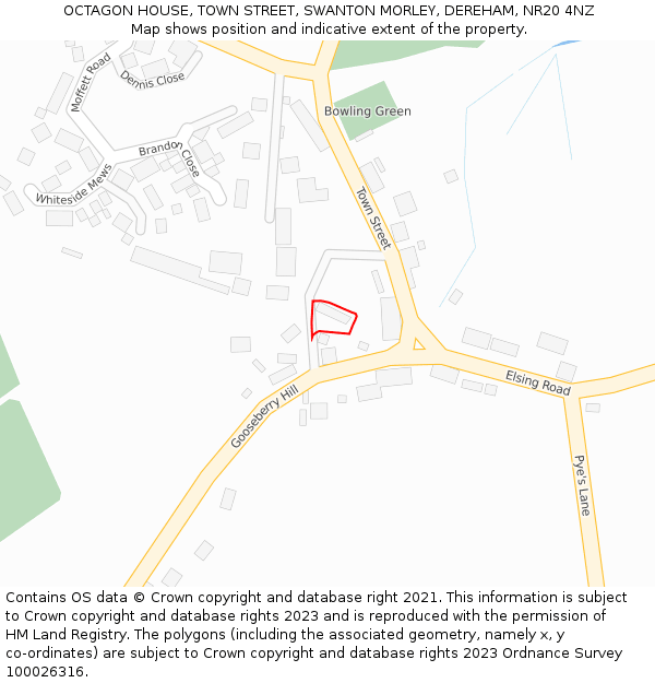 OCTAGON HOUSE, TOWN STREET, SWANTON MORLEY, DEREHAM, NR20 4NZ: Location map and indicative extent of plot