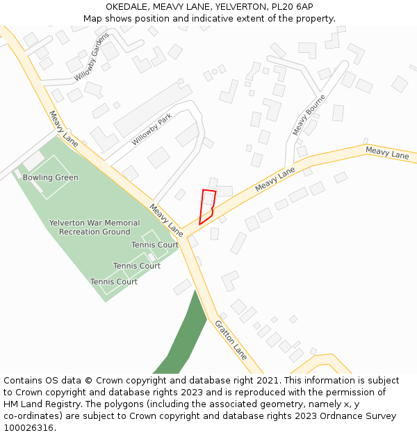 OKEDALE, MEAVY LANE, YELVERTON, PL20 6AP: Location map and indicative extent of plot