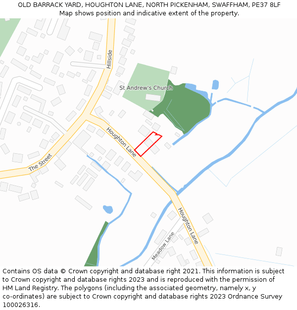 OLD BARRACK YARD, HOUGHTON LANE, NORTH PICKENHAM, SWAFFHAM, PE37 8LF: Location map and indicative extent of plot