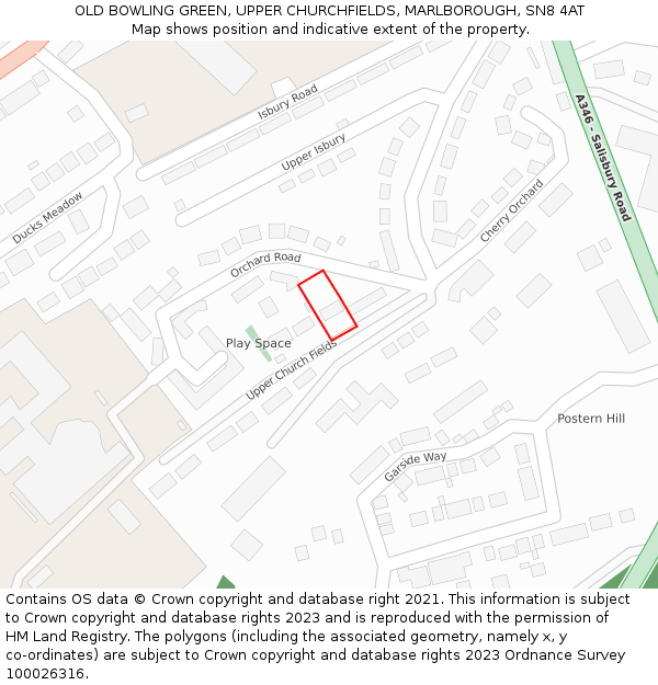 OLD BOWLING GREEN, UPPER CHURCHFIELDS, MARLBOROUGH, SN8 4AT: Location map and indicative extent of plot