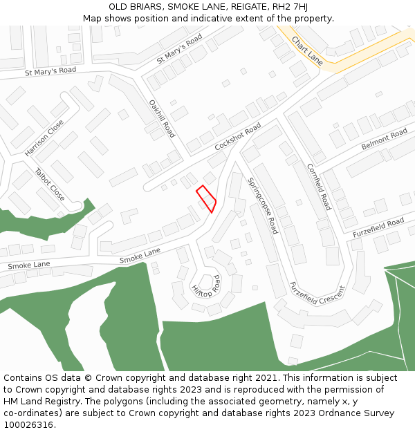 OLD BRIARS, SMOKE LANE, REIGATE, RH2 7HJ: Location map and indicative extent of plot