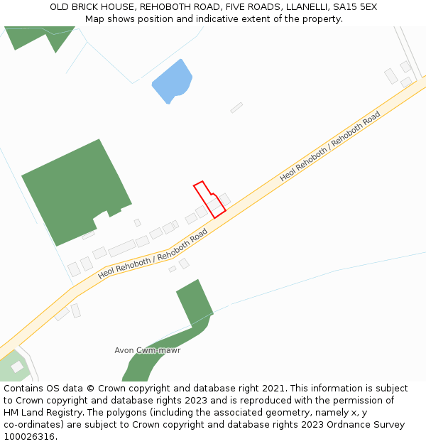 OLD BRICK HOUSE, REHOBOTH ROAD, FIVE ROADS, LLANELLI, SA15 5EX: Location map and indicative extent of plot