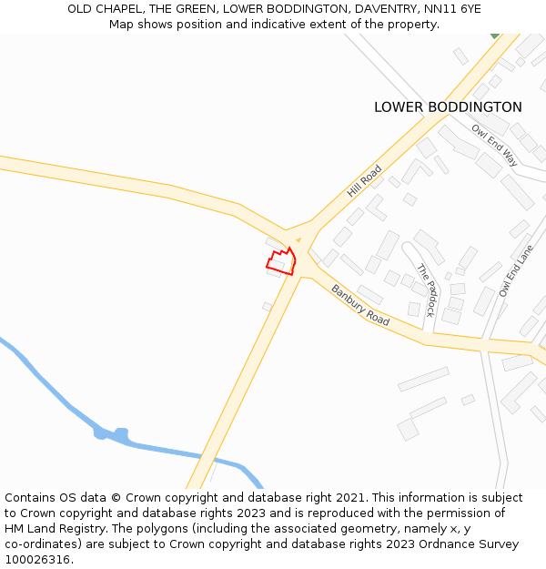 OLD CHAPEL, THE GREEN, LOWER BODDINGTON, DAVENTRY, NN11 6YE: Location map and indicative extent of plot