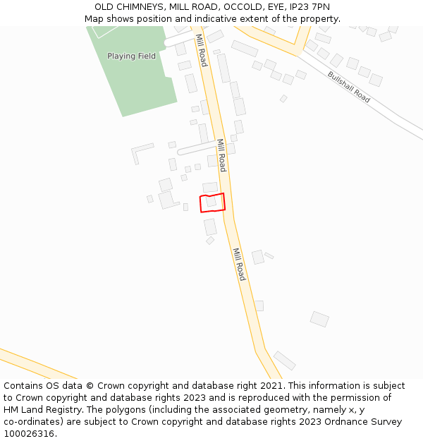 OLD CHIMNEYS, MILL ROAD, OCCOLD, EYE, IP23 7PN: Location map and indicative extent of plot