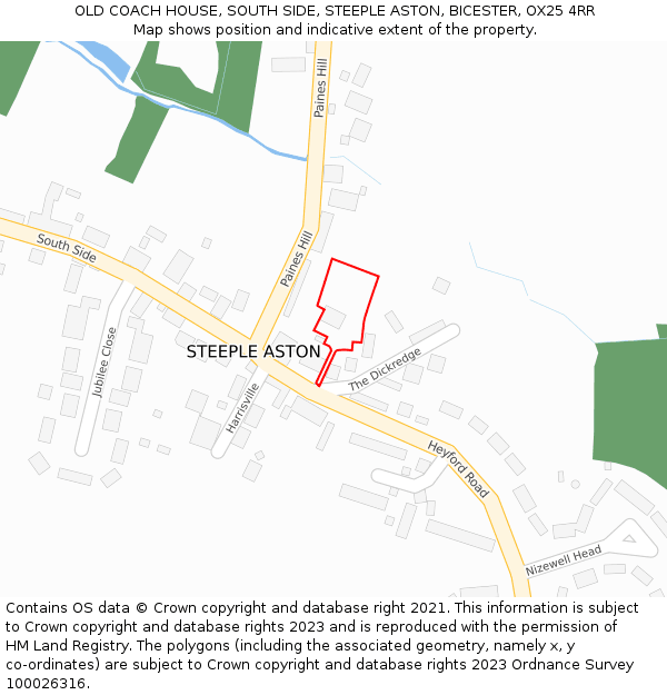 OLD COACH HOUSE, SOUTH SIDE, STEEPLE ASTON, BICESTER, OX25 4RR: Location map and indicative extent of plot