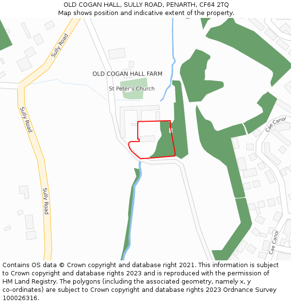 OLD COGAN HALL, SULLY ROAD, PENARTH, CF64 2TQ: Location map and indicative extent of plot