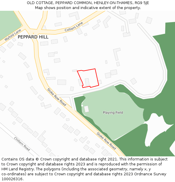 OLD COTTAGE, PEPPARD COMMON, HENLEY-ON-THAMES, RG9 5JE: Location map and indicative extent of plot