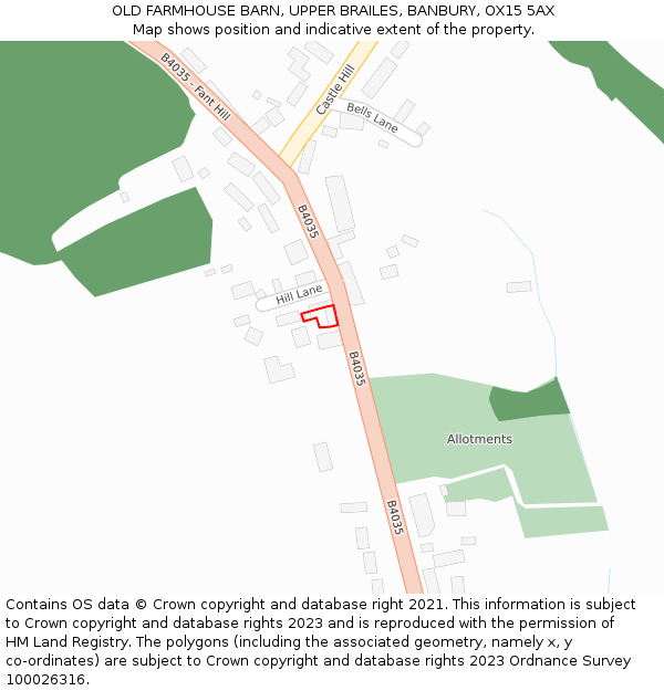 OLD FARMHOUSE BARN, UPPER BRAILES, BANBURY, OX15 5AX: Location map and indicative extent of plot