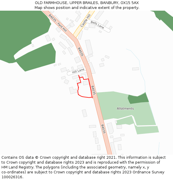 OLD FARMHOUSE, UPPER BRAILES, BANBURY, OX15 5AX: Location map and indicative extent of plot