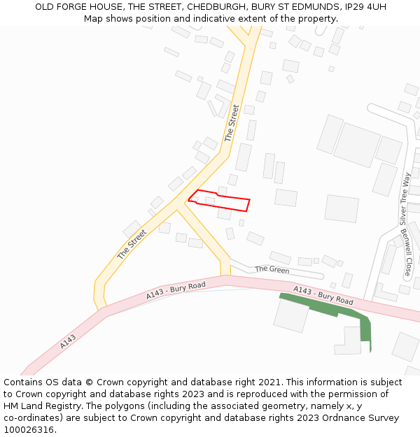 OLD FORGE HOUSE, THE STREET, CHEDBURGH, BURY ST EDMUNDS, IP29 4UH: Location map and indicative extent of plot