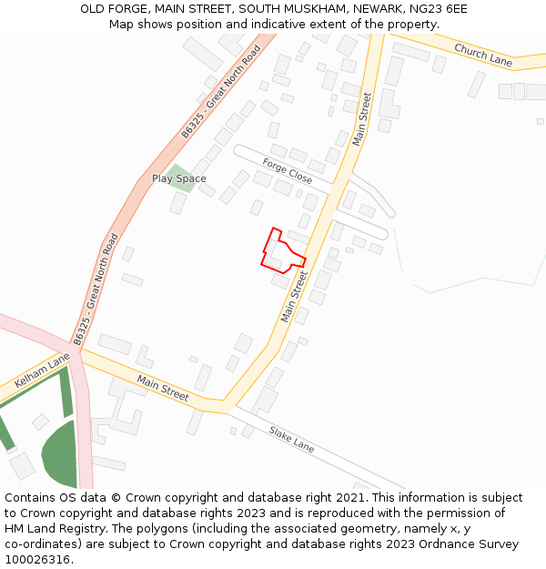 OLD FORGE, MAIN STREET, SOUTH MUSKHAM, NEWARK, NG23 6EE: Location map and indicative extent of plot