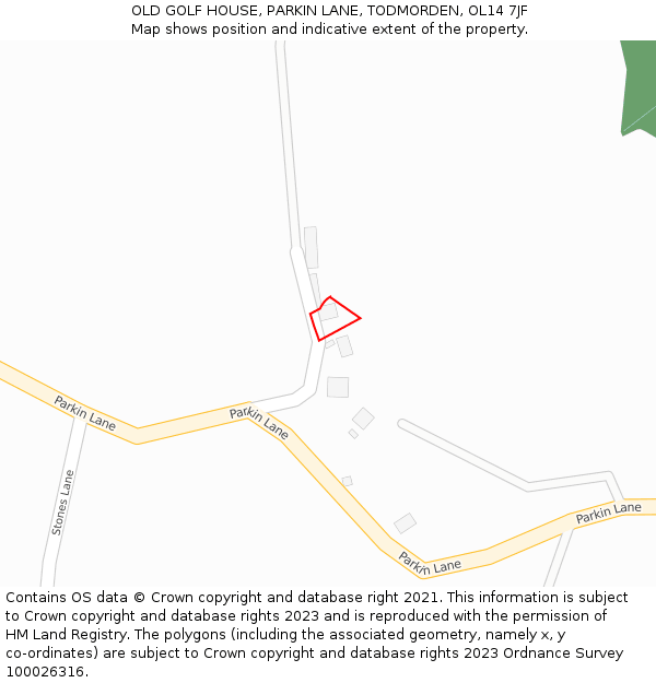 OLD GOLF HOUSE, PARKIN LANE, TODMORDEN, OL14 7JF: Location map and indicative extent of plot