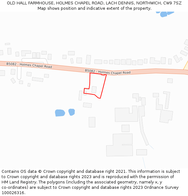 OLD HALL FARMHOUSE, HOLMES CHAPEL ROAD, LACH DENNIS, NORTHWICH, CW9 7SZ: Location map and indicative extent of plot