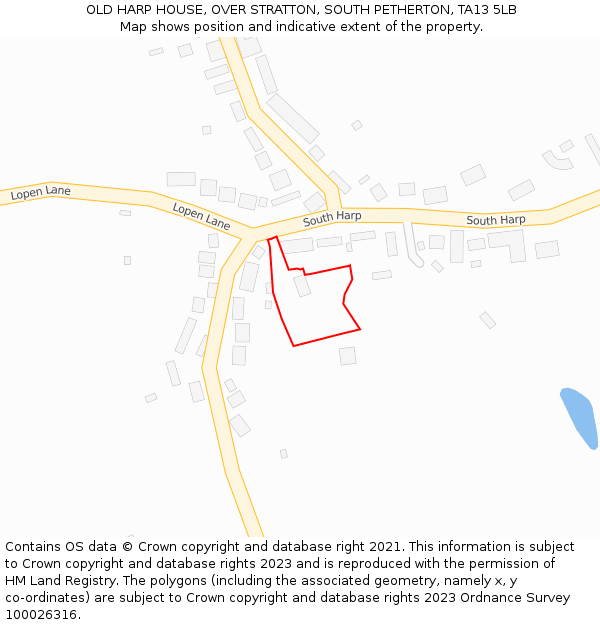 OLD HARP HOUSE, OVER STRATTON, SOUTH PETHERTON, TA13 5LB: Location map and indicative extent of plot