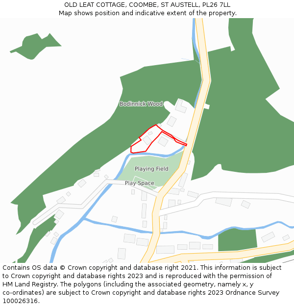 OLD LEAT COTTAGE, COOMBE, ST AUSTELL, PL26 7LL: Location map and indicative extent of plot