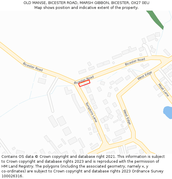 OLD MANSE, BICESTER ROAD, MARSH GIBBON, BICESTER, OX27 0EU: Location map and indicative extent of plot