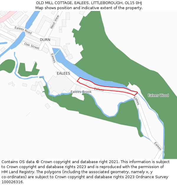 OLD MILL COTTAGE, EALEES, LITTLEBOROUGH, OL15 0HJ: Location map and indicative extent of plot