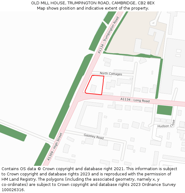 OLD MILL HOUSE, TRUMPINGTON ROAD, CAMBRIDGE, CB2 8EX: Location map and indicative extent of plot