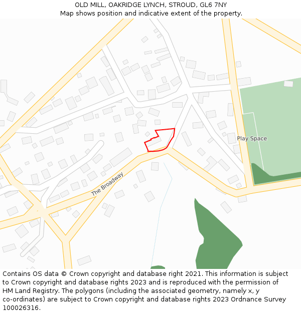 OLD MILL, OAKRIDGE LYNCH, STROUD, GL6 7NY: Location map and indicative extent of plot