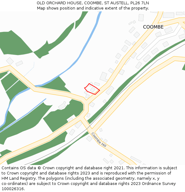 OLD ORCHARD HOUSE, COOMBE, ST AUSTELL, PL26 7LN: Location map and indicative extent of plot