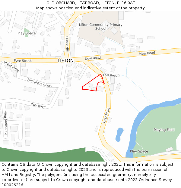 OLD ORCHARD, LEAT ROAD, LIFTON, PL16 0AE: Location map and indicative extent of plot