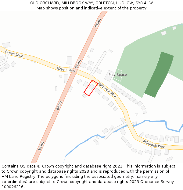 OLD ORCHARD, MILLBROOK WAY, ORLETON, LUDLOW, SY8 4HW: Location map and indicative extent of plot