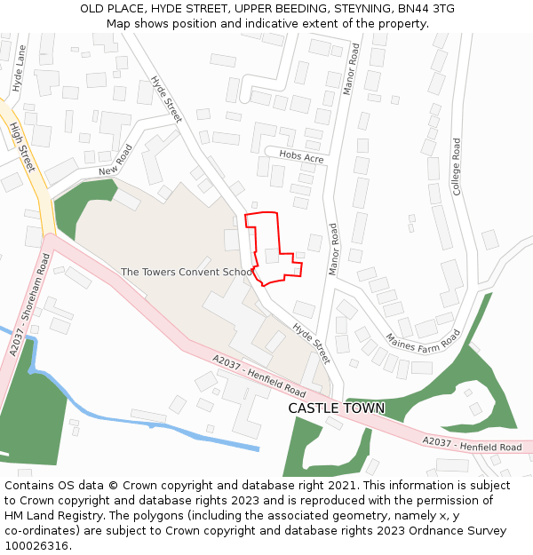 OLD PLACE, HYDE STREET, UPPER BEEDING, STEYNING, BN44 3TG: Location map and indicative extent of plot