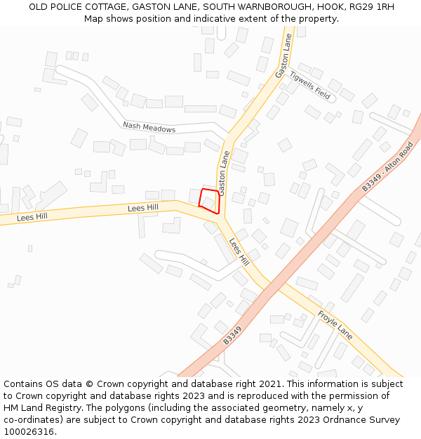 OLD POLICE COTTAGE, GASTON LANE, SOUTH WARNBOROUGH, HOOK, RG29 1RH: Location map and indicative extent of plot