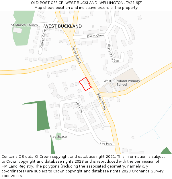 OLD POST OFFICE, WEST BUCKLAND, WELLINGTON, TA21 9JZ: Location map and indicative extent of plot