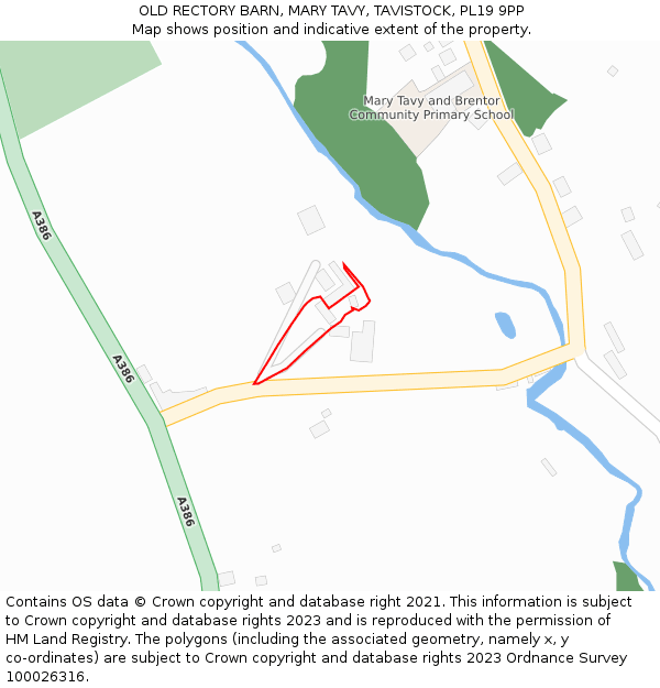 OLD RECTORY BARN, MARY TAVY, TAVISTOCK, PL19 9PP: Location map and indicative extent of plot