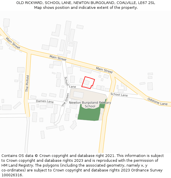 OLD RICKYARD, SCHOOL LANE, NEWTON BURGOLAND, COALVILLE, LE67 2SL: Location map and indicative extent of plot