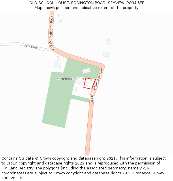 OLD SCHOOL HOUSE, EDDINGTON ROAD, SEAVIEW, PO34 5EF: Location map and indicative extent of plot