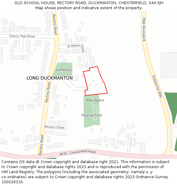 OLD SCHOOL HOUSE, RECTORY ROAD, DUCKMANTON, CHESTERFIELD, S44 5JH: Location map and indicative extent of plot