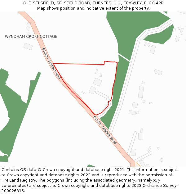 OLD SELSFIELD, SELSFIELD ROAD, TURNERS HILL, CRAWLEY, RH10 4PP: Location map and indicative extent of plot