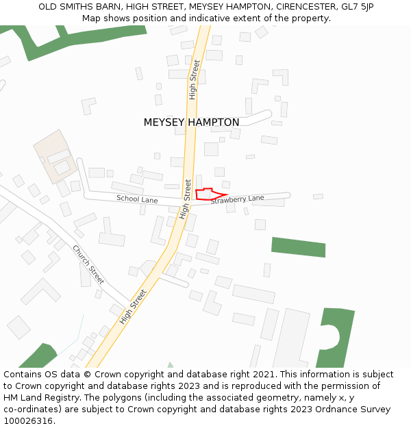 OLD SMITHS BARN, HIGH STREET, MEYSEY HAMPTON, CIRENCESTER, GL7 5JP: Location map and indicative extent of plot