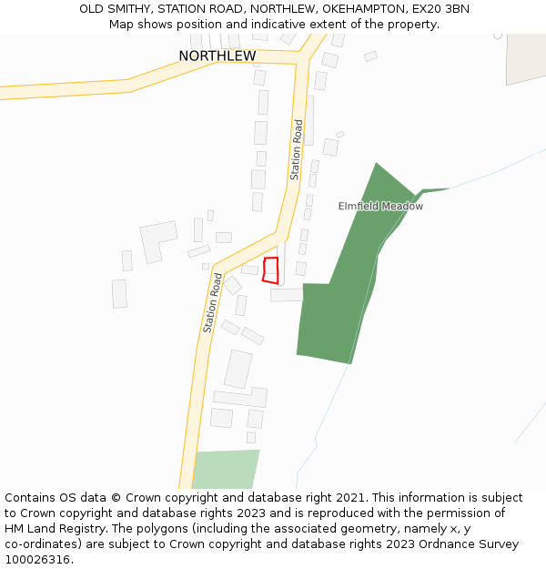 OLD SMITHY, STATION ROAD, NORTHLEW, OKEHAMPTON, EX20 3BN: Location map and indicative extent of plot
