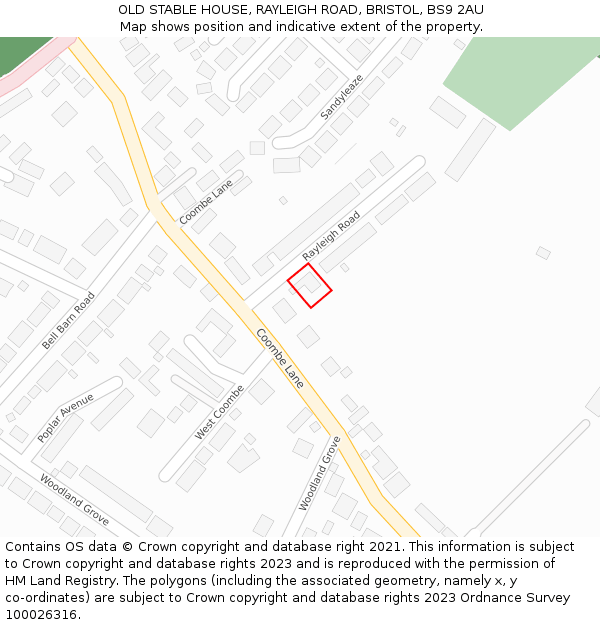 OLD STABLE HOUSE, RAYLEIGH ROAD, BRISTOL, BS9 2AU: Location map and indicative extent of plot
