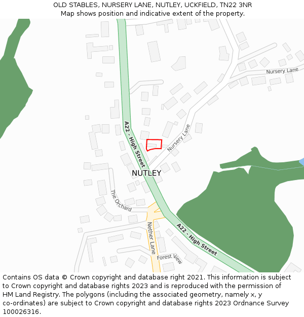 OLD STABLES, NURSERY LANE, NUTLEY, UCKFIELD, TN22 3NR: Location map and indicative extent of plot