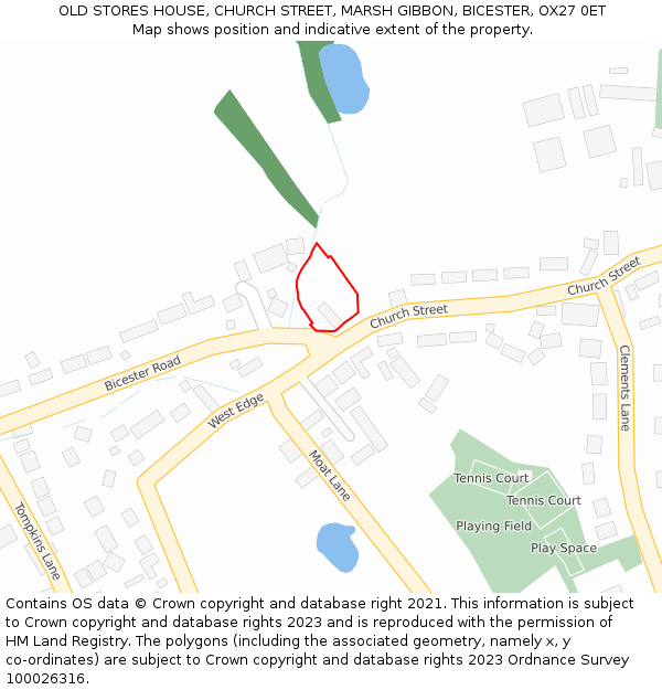 OLD STORES HOUSE, CHURCH STREET, MARSH GIBBON, BICESTER, OX27 0ET: Location map and indicative extent of plot