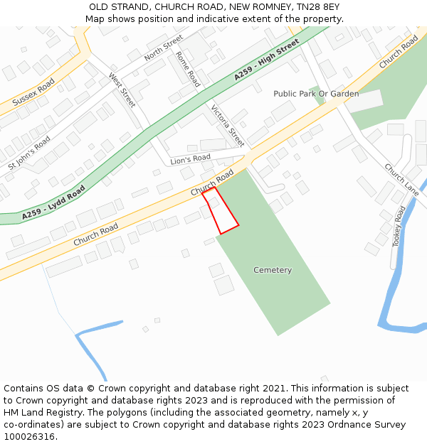 OLD STRAND, CHURCH ROAD, NEW ROMNEY, TN28 8EY: Location map and indicative extent of plot