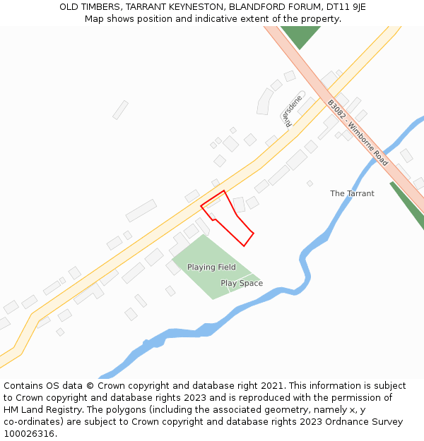 OLD TIMBERS, TARRANT KEYNESTON, BLANDFORD FORUM, DT11 9JE: Location map and indicative extent of plot