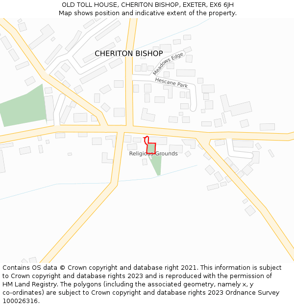 OLD TOLL HOUSE, CHERITON BISHOP, EXETER, EX6 6JH: Location map and indicative extent of plot