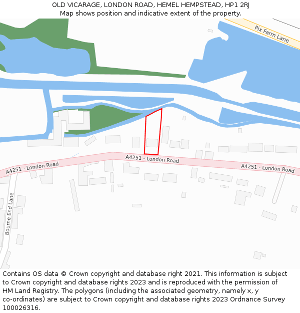 OLD VICARAGE, LONDON ROAD, HEMEL HEMPSTEAD, HP1 2RJ: Location map and indicative extent of plot